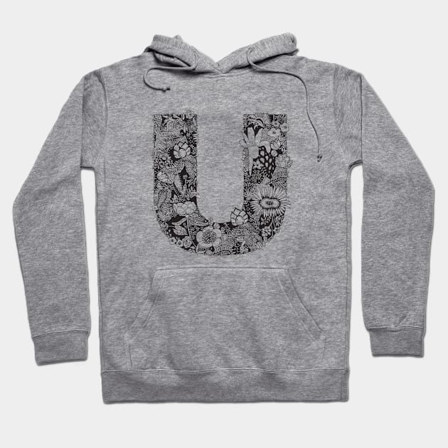 Floral Letter U Hoodie by HayleyLaurenDesign